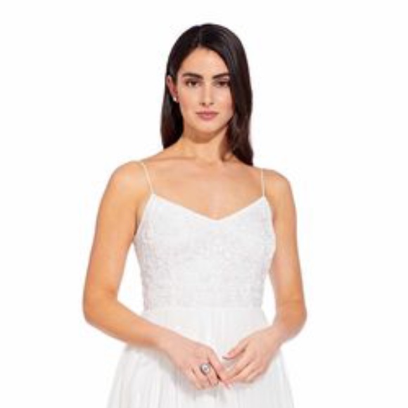 Adrianna Papell Beaded Floral Dress White Size 10 - Picture 3 of 14